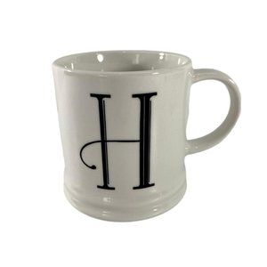 Letter H Monogrammed Coffee Tea Mug White Black Le